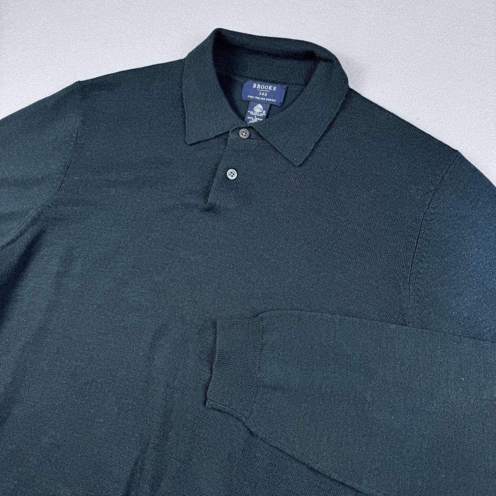 Vintage Brooks Brothers 346 Italian Merino Wool Long Sleeve Polo Shirt Men L